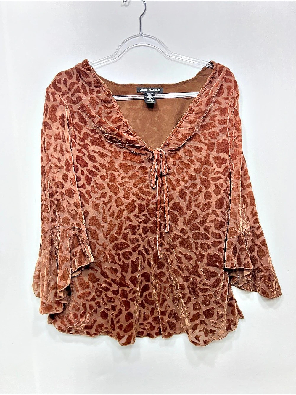 Anne Carson Animal Print Blouse in Brown Size Large